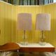 Set of 2 Glass & chrome table lamps with alcantara lampshades, 1960s