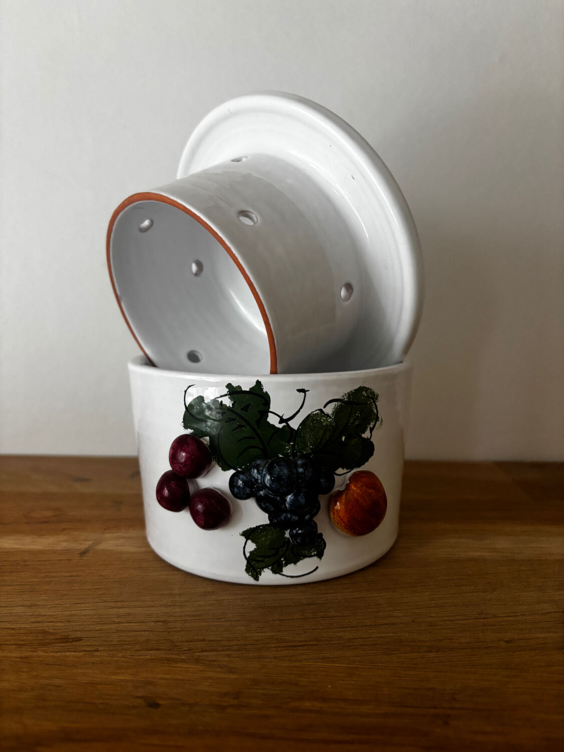 Water butter dish with raised fruits