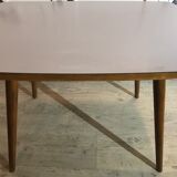 Vintage coffee table feet wooden compass and light grey formica