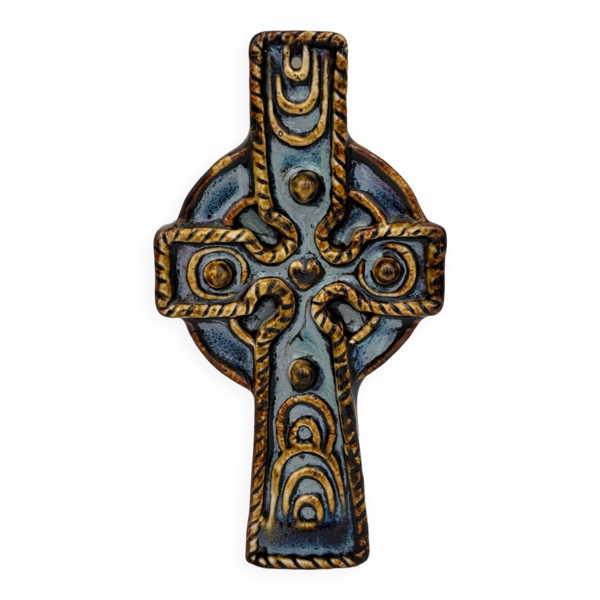 Ceramic glazed wall Celtic cross