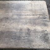 Antique farmhouse table in solid oak with tapered legs and 1 drawer at the end.