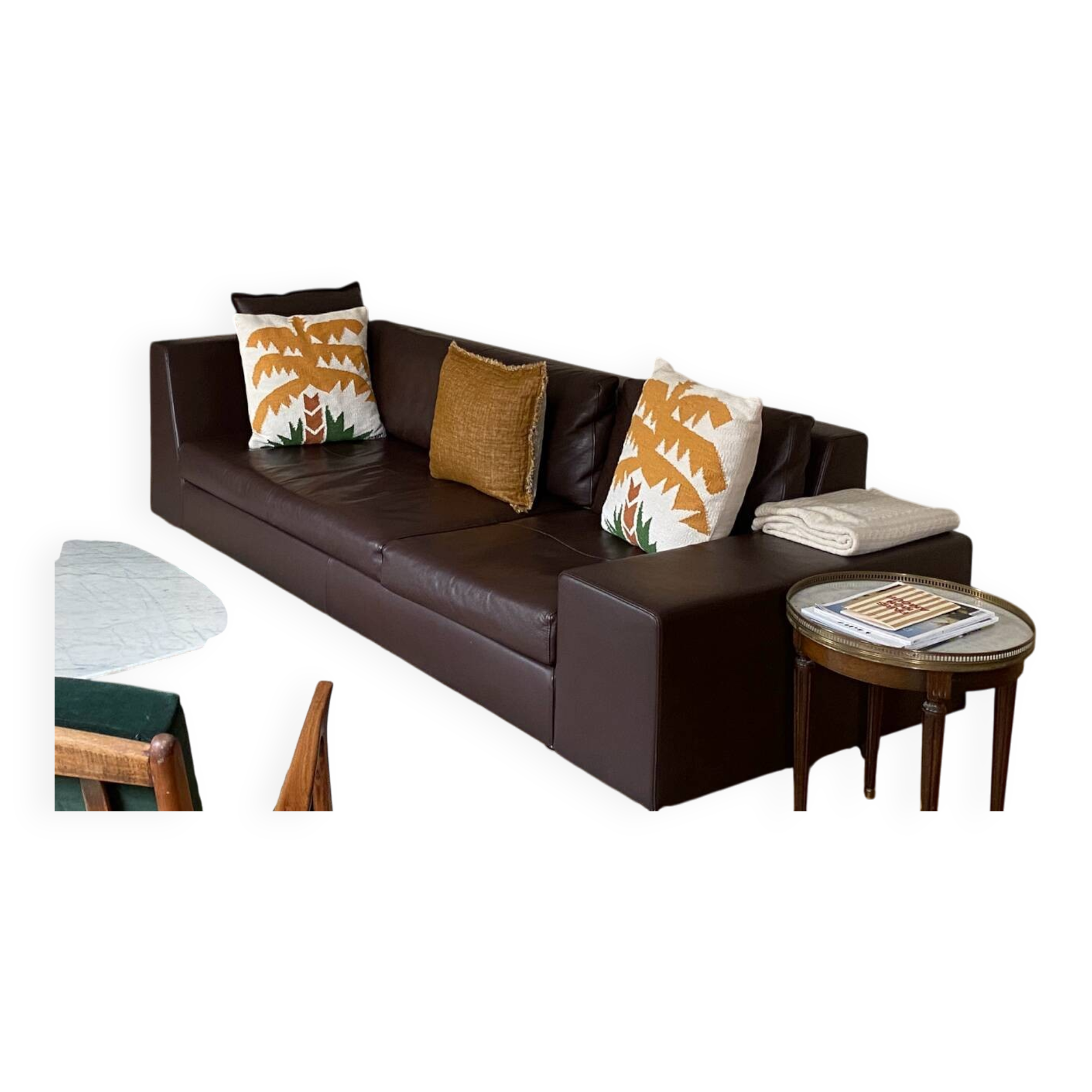 CINNA Brown leather sofa 4 seats Exclusive model Didier Gomez