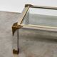 Vintage coffee table in chrome and brass adorned with sculpted leaf details, 1970s