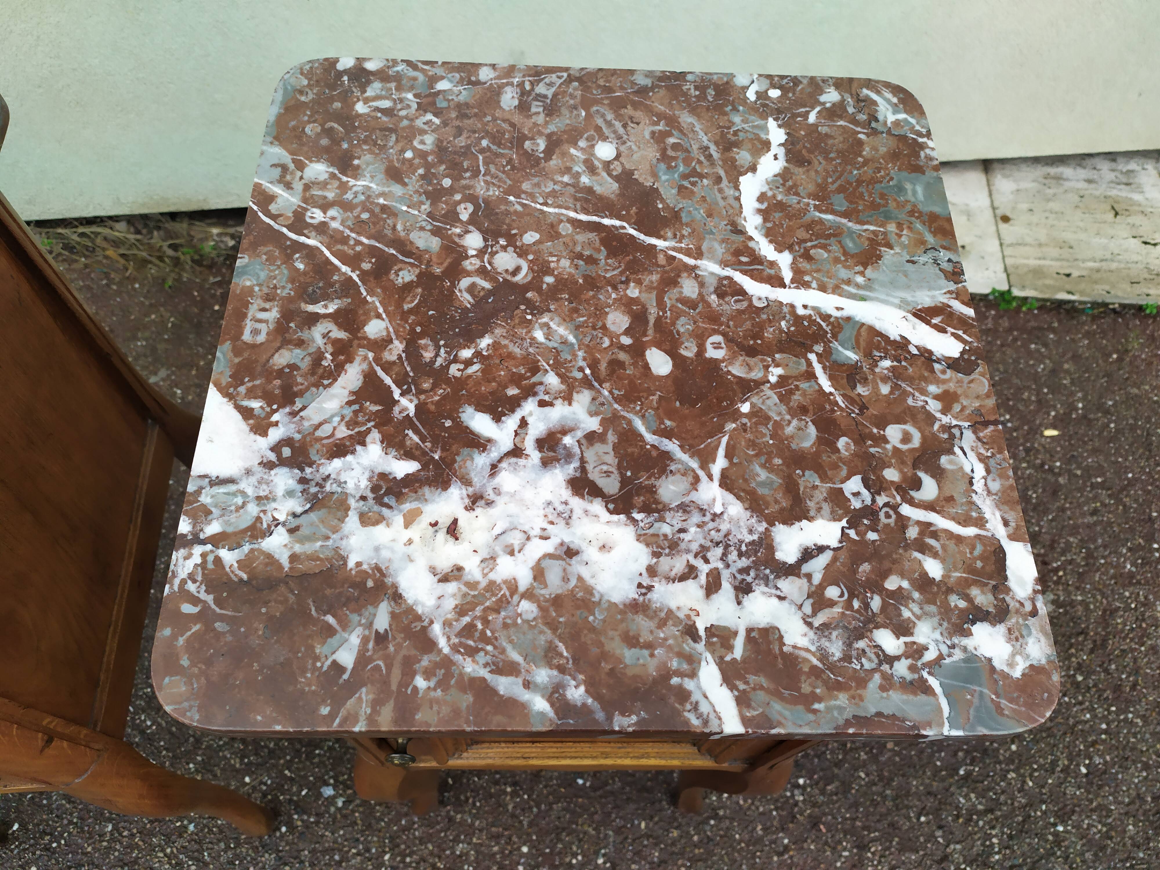 Set of 2 Louis XV style marble bedside tables