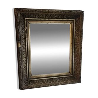 Antique wooden and gilded stucco mirror