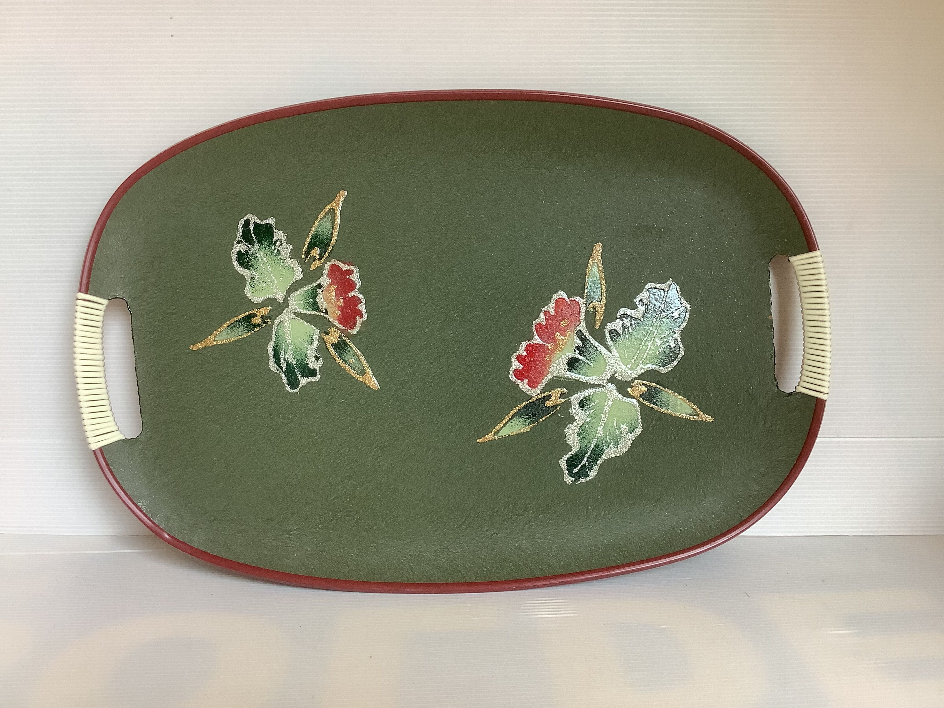 Glitter flower tray handles scoubidou Japan