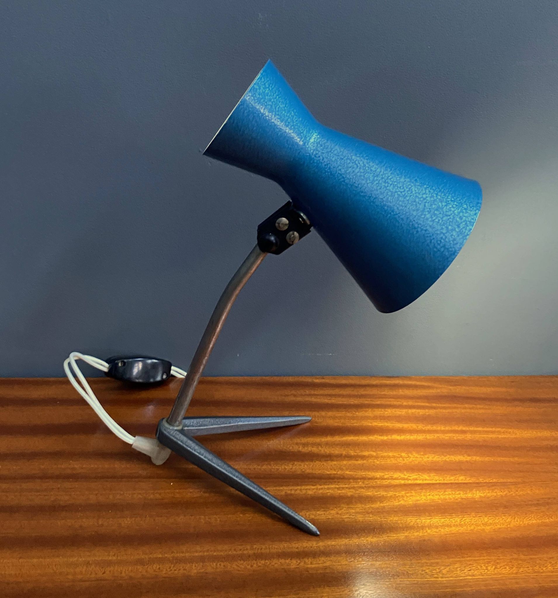 Blue metal desk lamp 1960s