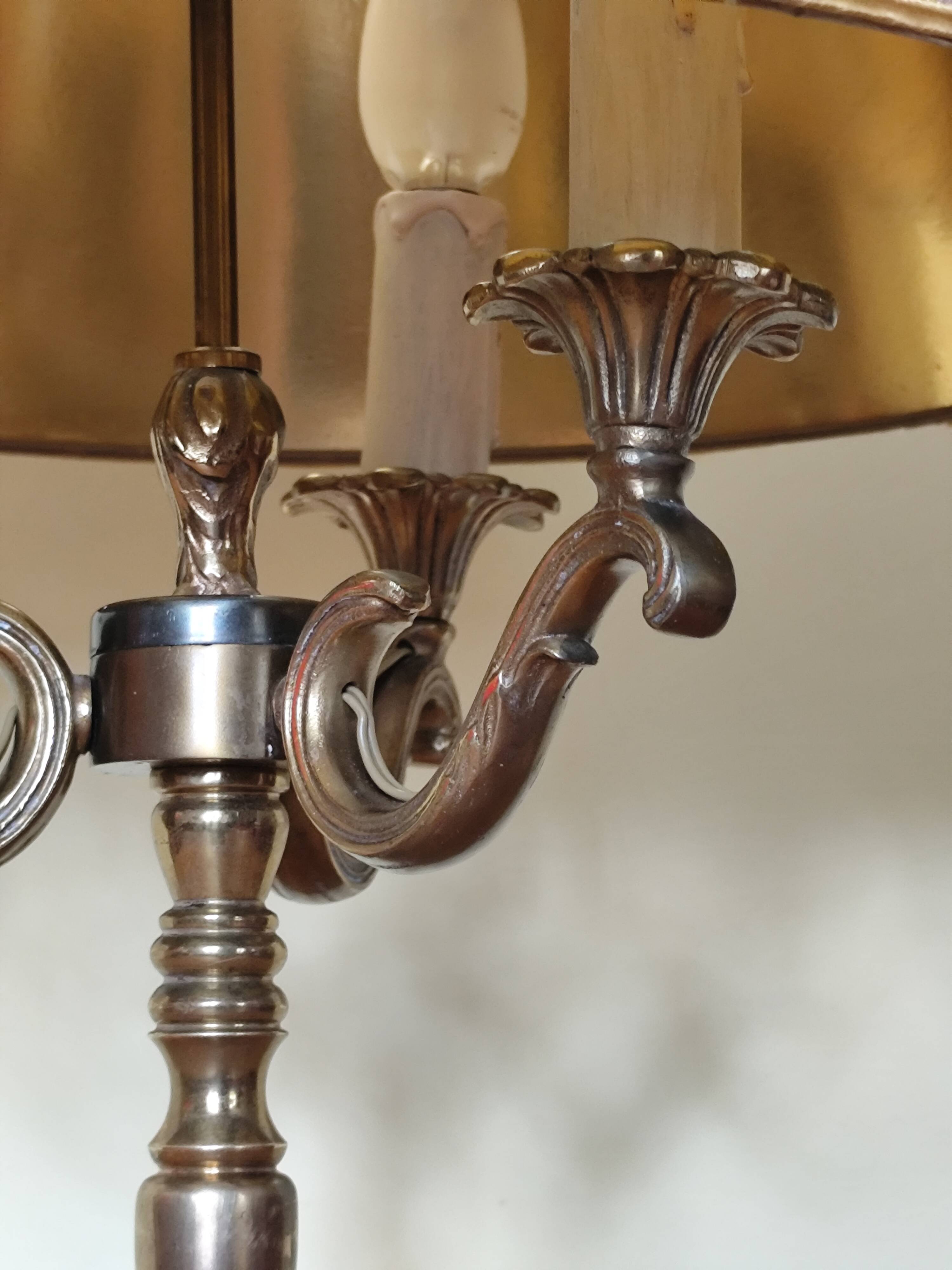 brass three-light bouillotte lamp, desk lamp