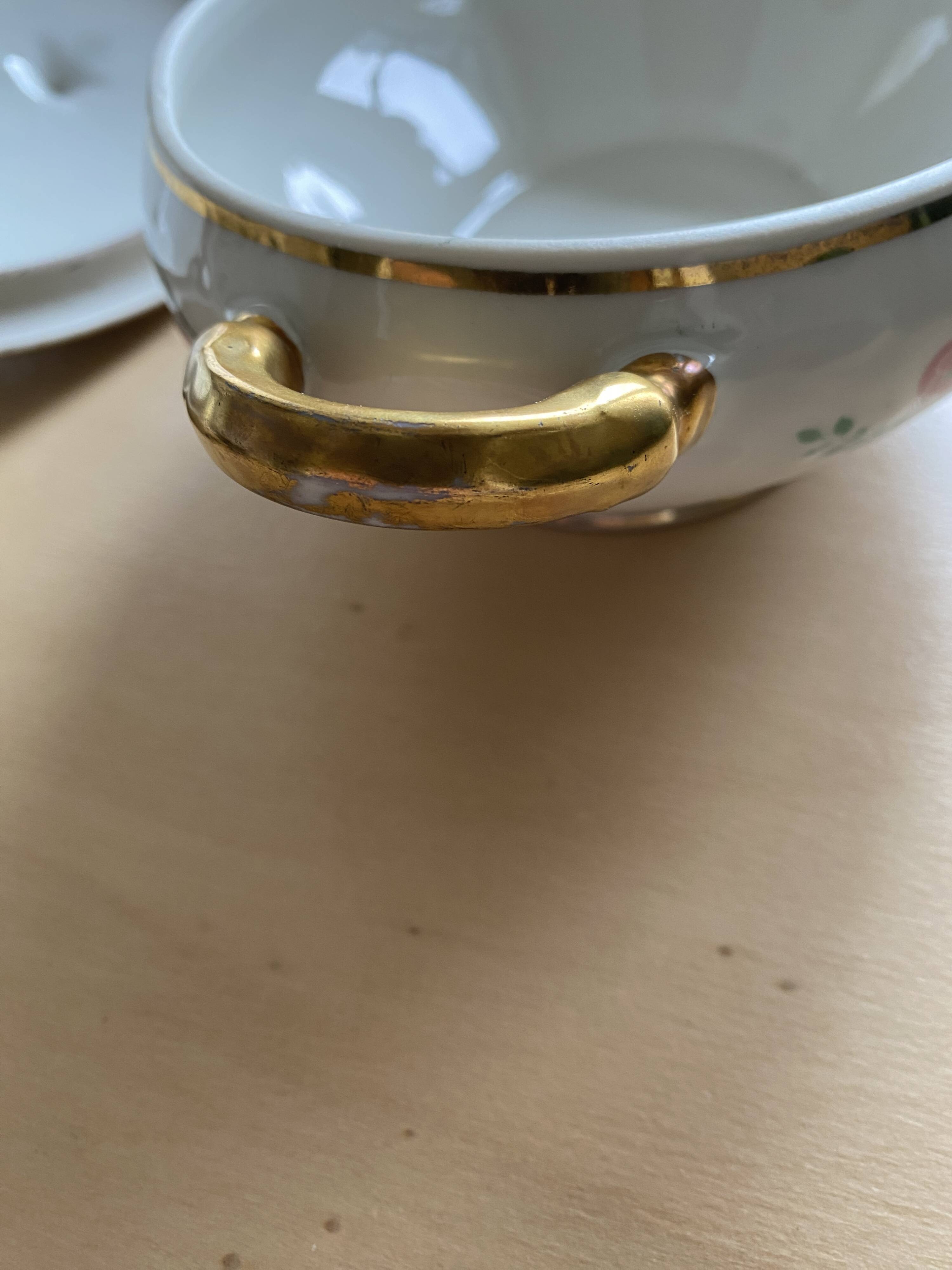 Vintage soup tureen, vegetable dish in white Limoge porcelain from TLB