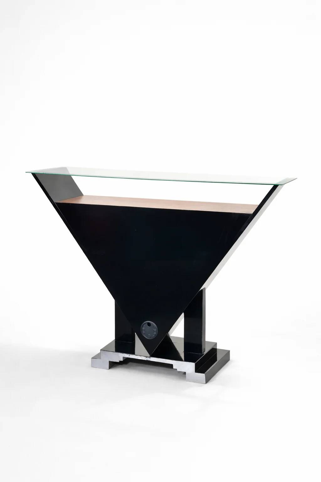 Art Deco burlwood console