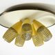 Very rare 5-arm mid-century modern metal bag ceiling lamp with round white