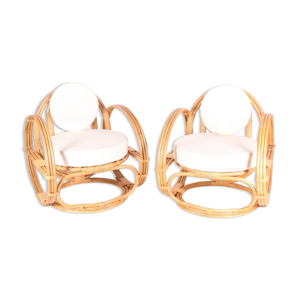 Paire de fauteuils en - rotin