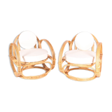 Paire de fauteuils en rotin