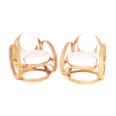 Paire de fauteuils en rotin