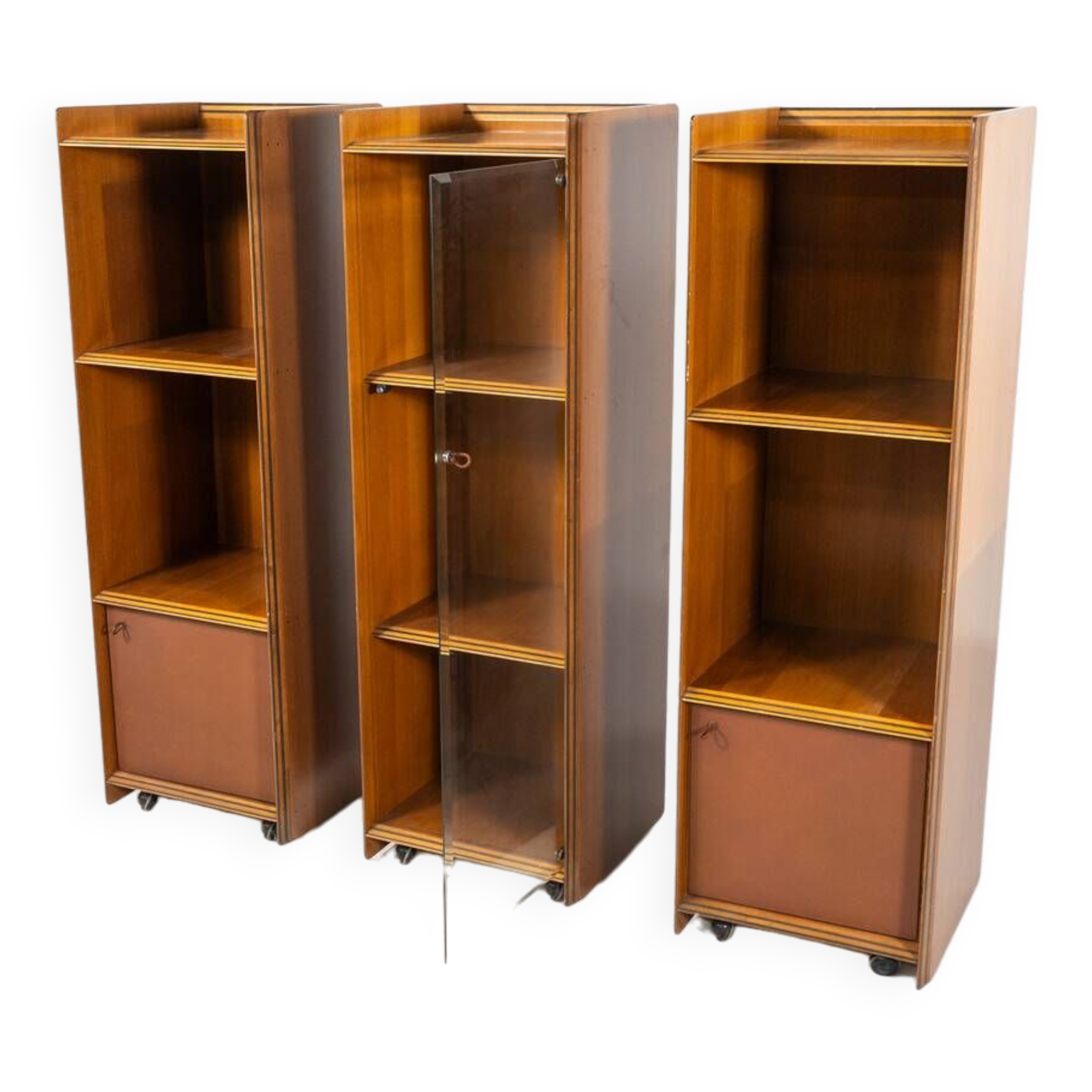 Mid-Century Modern Artona shelf by Afra & Tobia Scarpa for Maxalto, Wood and Leather, 1970s