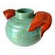 Art Deco handmade turquoise and coral vase from Upsala Ekeby, Sweden, 1930s