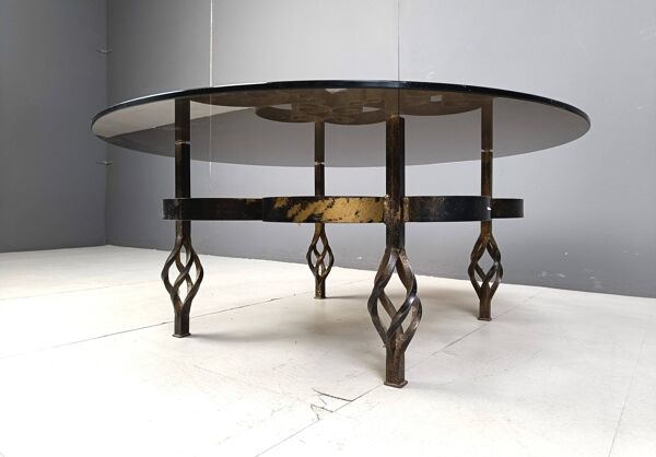 Table basse brutaliste en fer forgé des années 1970