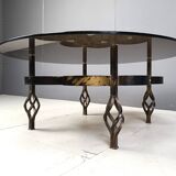 Table basse brutaliste en fer forgé des années 1970