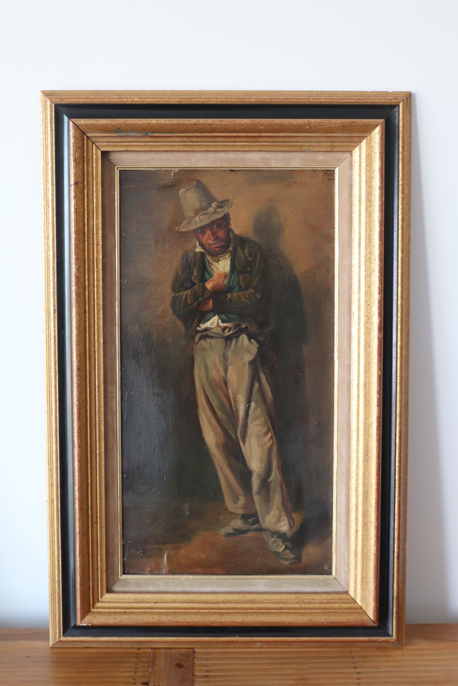 Old peasant with a hat painting