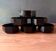 6 black tempered glass ramequins arcoroc octime series, 1980 vintage