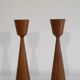 Pair of Scandinavian candle holders in teak 1960