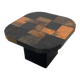 Vintage mosaic slate coffee table, stone tile coffee table, brutalist cocktail table