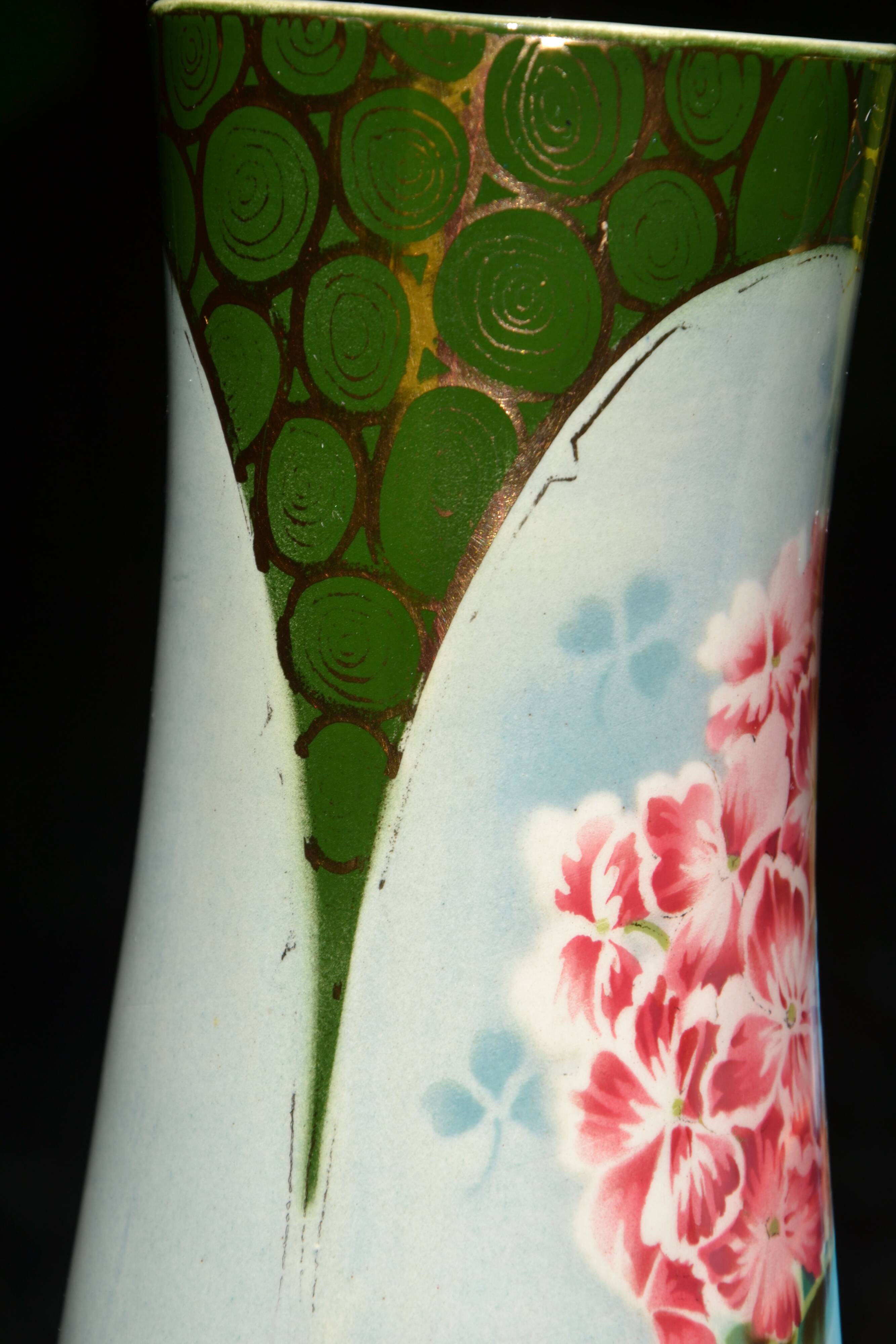 2 flowered vases St Amand early 20th century