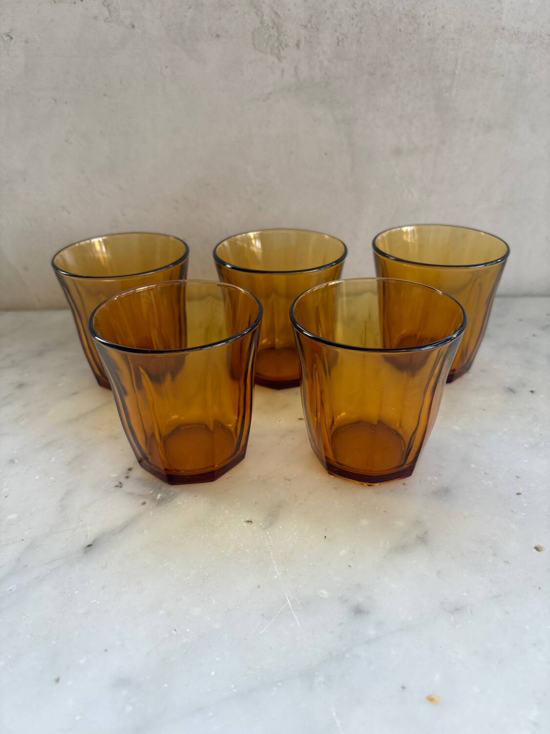 Set of 5 Vereco amber glasses
