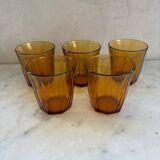 Set of 5 Vereco amber glasses