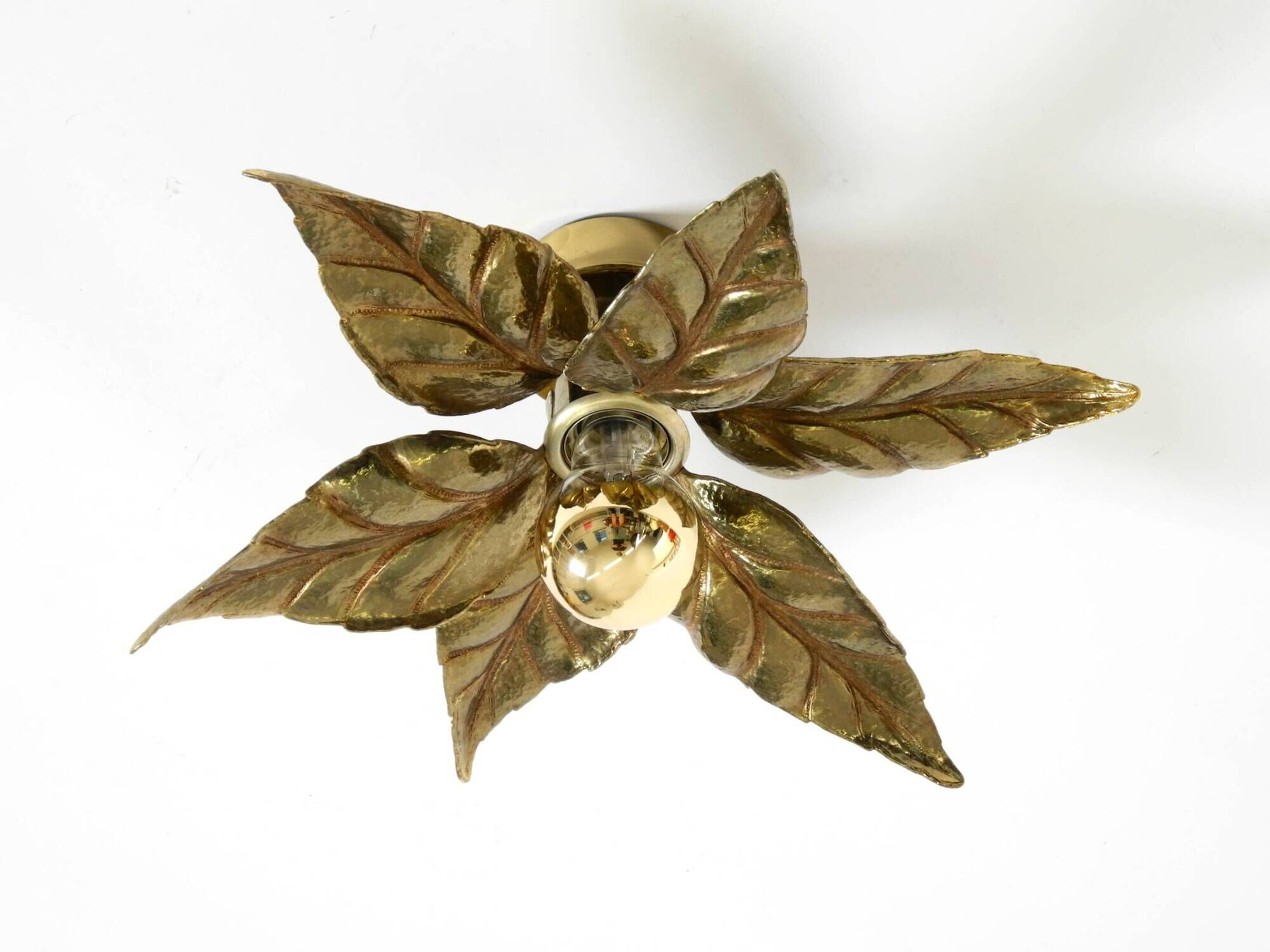 Beautiful brass ceiling or wall lamp from the 1970s by Willy Daro