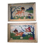 Pair of vintage Bambi canvas frames