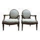 Pair of cabriole armchairs with medallion backs from the Louis XVI period, stamped OT.