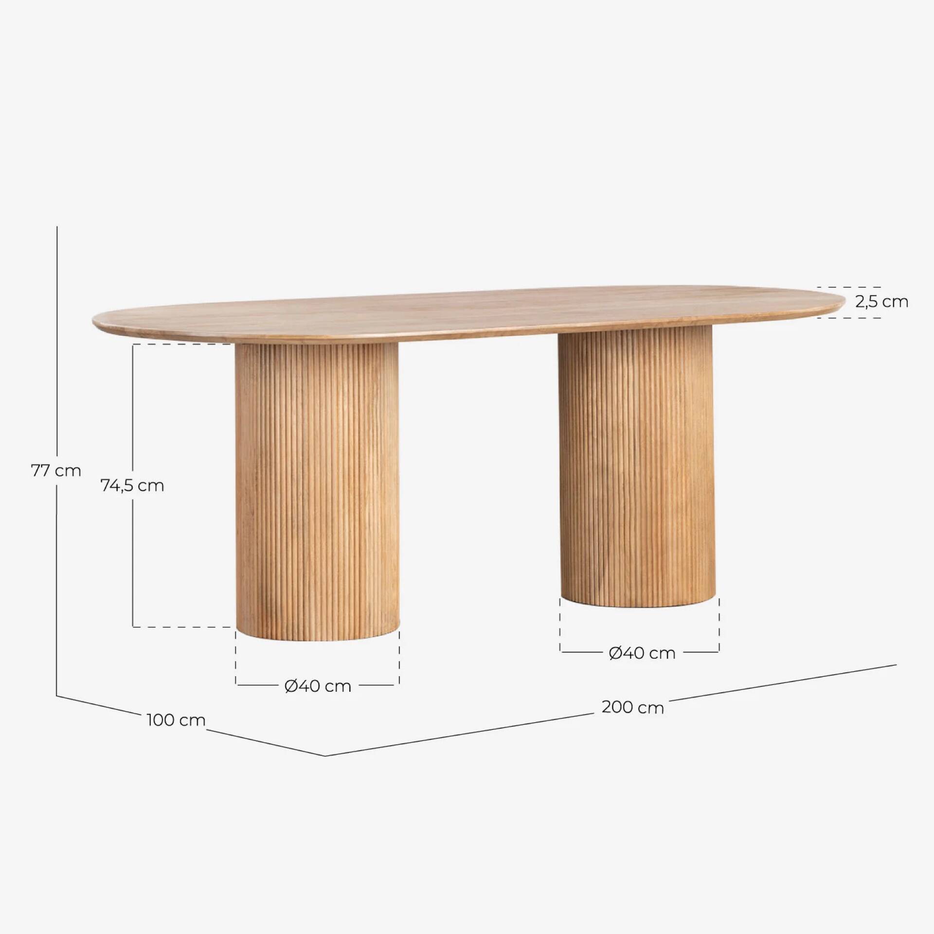 Oval dining table Vienna 200 x 100 mango wood