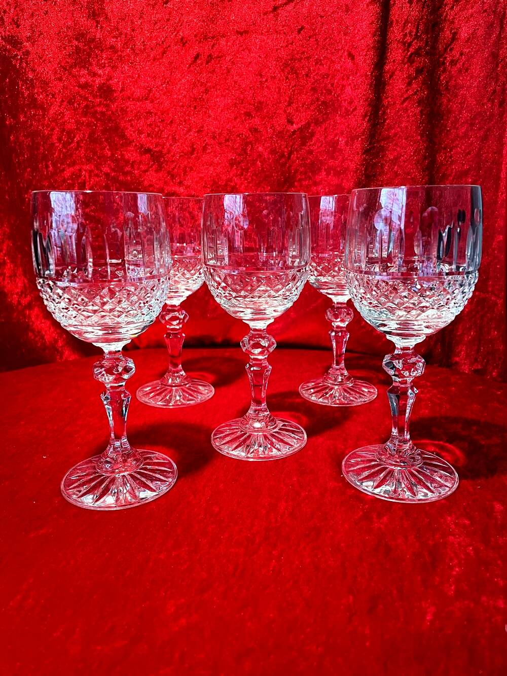 Set of 5 etzel bitche crystal wine glasses