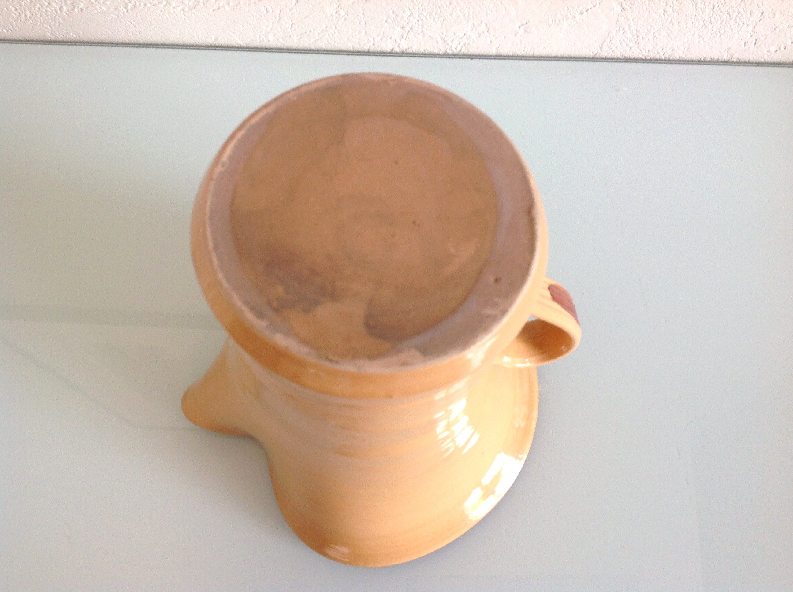 Pitcher in glazed ochre ceramic 50/60 years