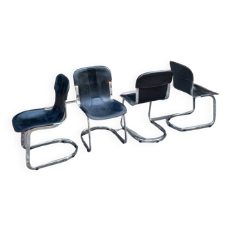 Four Leather Chairs by CiDue, 70s