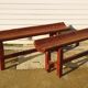 Pair of farm benches, solid wood, brutalist
