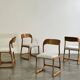 Set of 4 vintage Baumann sled chairs in ecru velvet