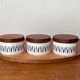 Sets of Swedish herring pots in ceramic and teak by Asa Lindberg for Sagaform, 2000s, set of 4.