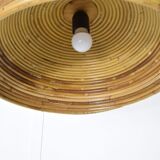 Vintage pendant lamp in bamboo and wicker, 1960s.
