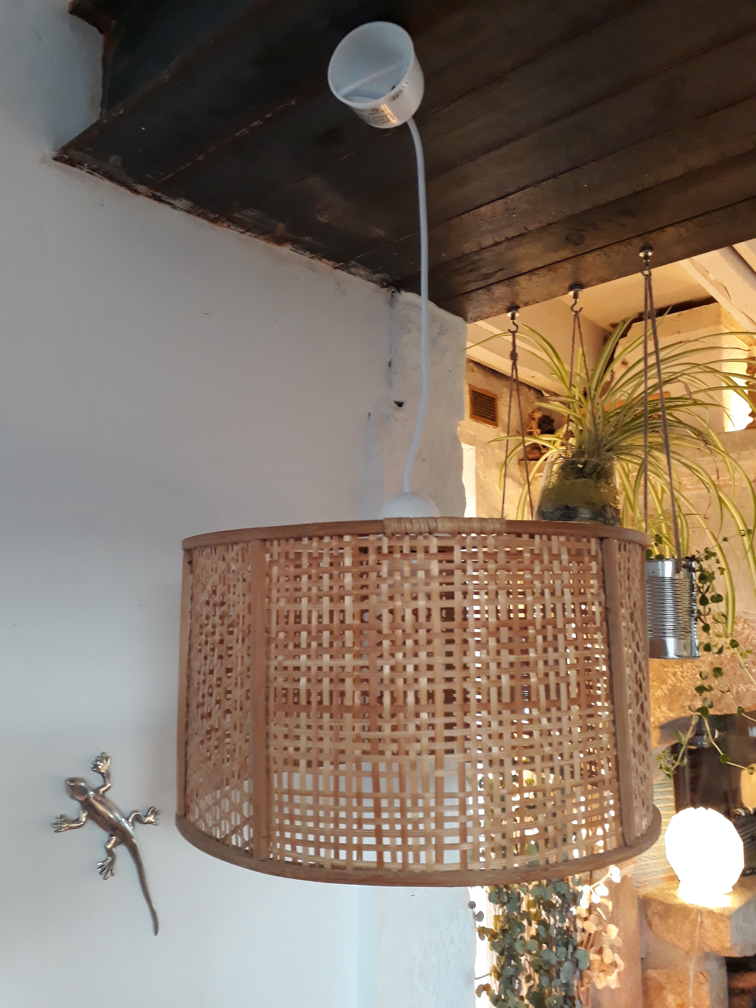 Braided bamboo hanging lamp