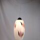 Vintage 1950s Pendant Light, Cream White Glass, Pink and Gold Flower Pattern, ARLUS