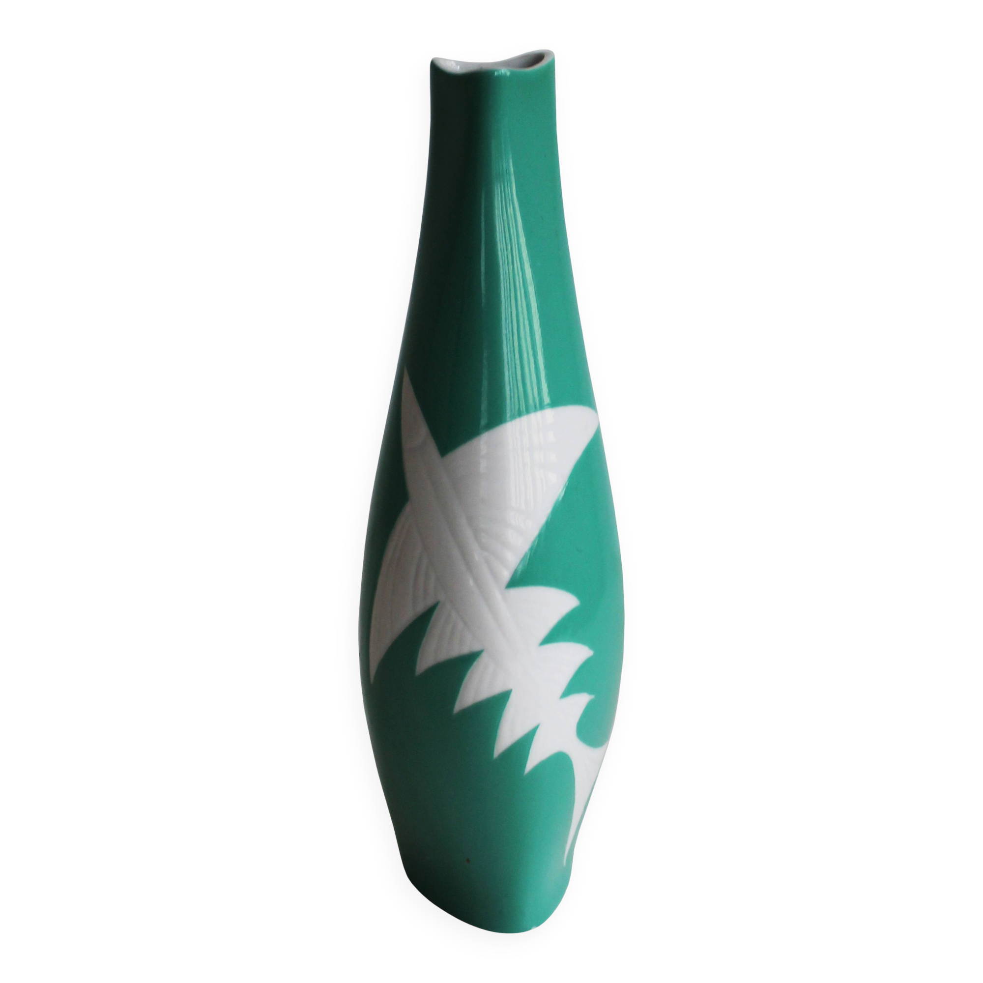 1960s Green Ceramic Vase by Jaroslav Jezek for Royal Dux