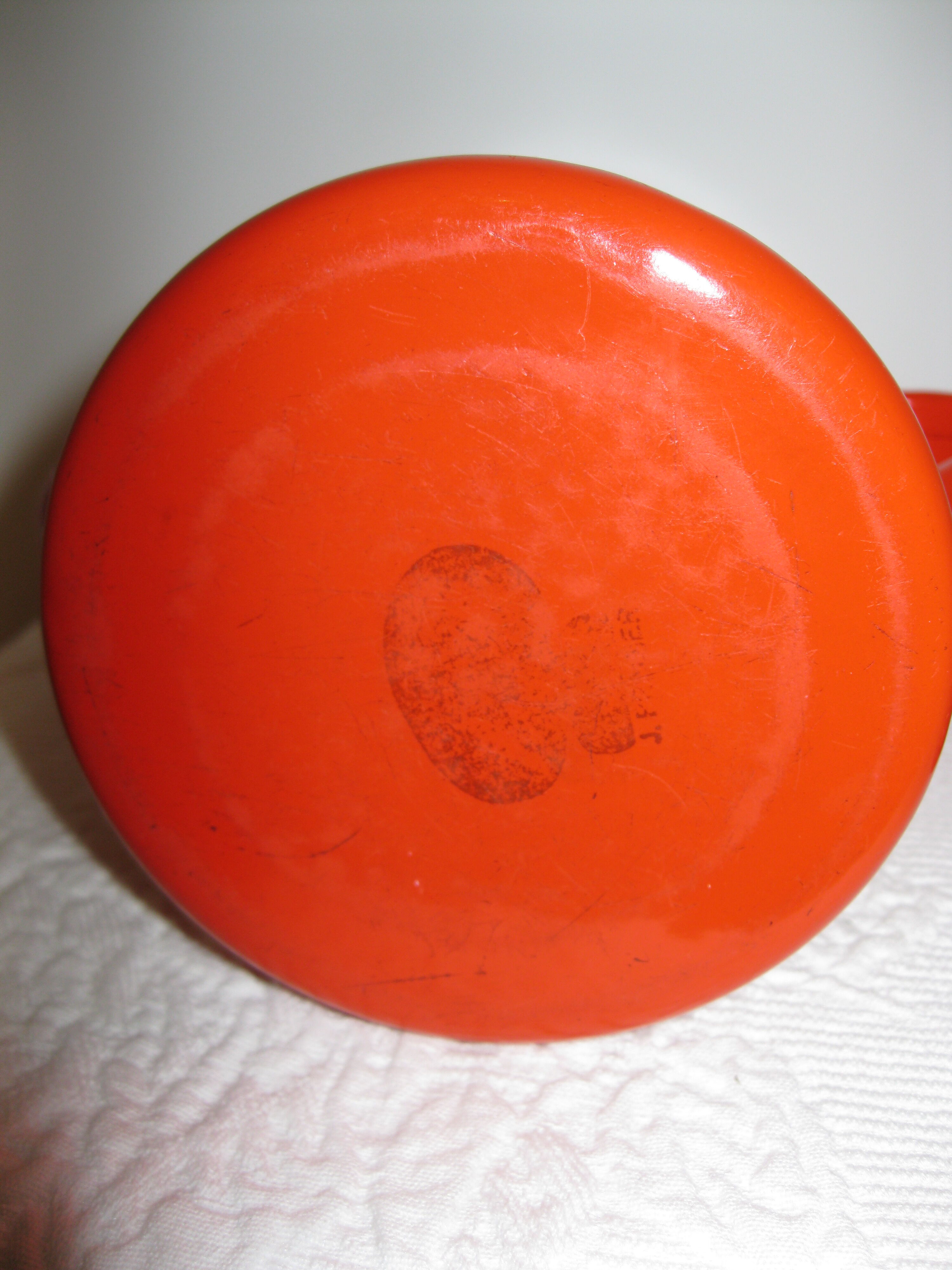 Red enamelled coffee pot