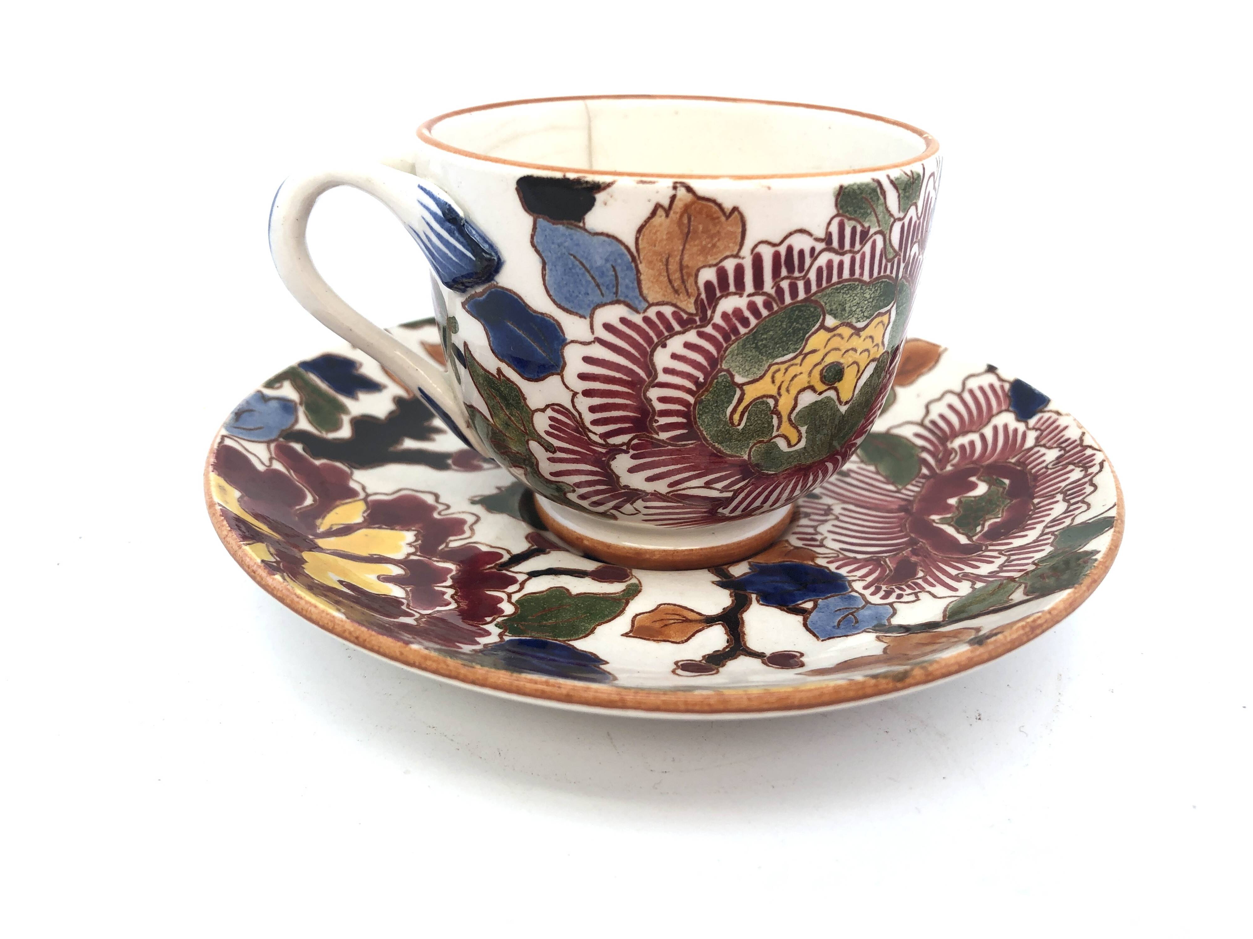 Gien peony coffee cup