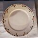 Six flat plates in faince Badonviller stylized flowers ochre and green