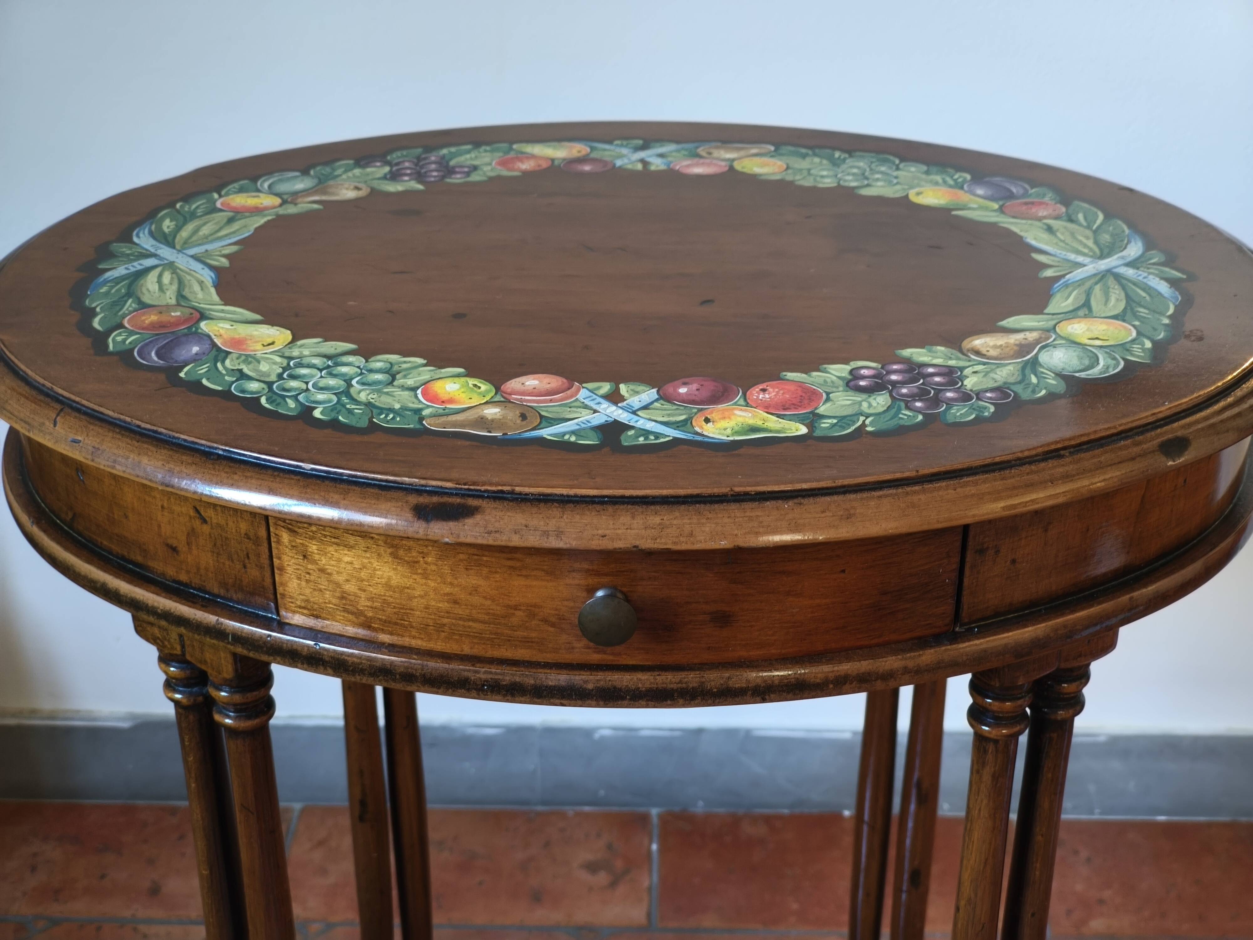 Console en noyer peinte à la main par Vittorio Grifoni, Florence, années 19