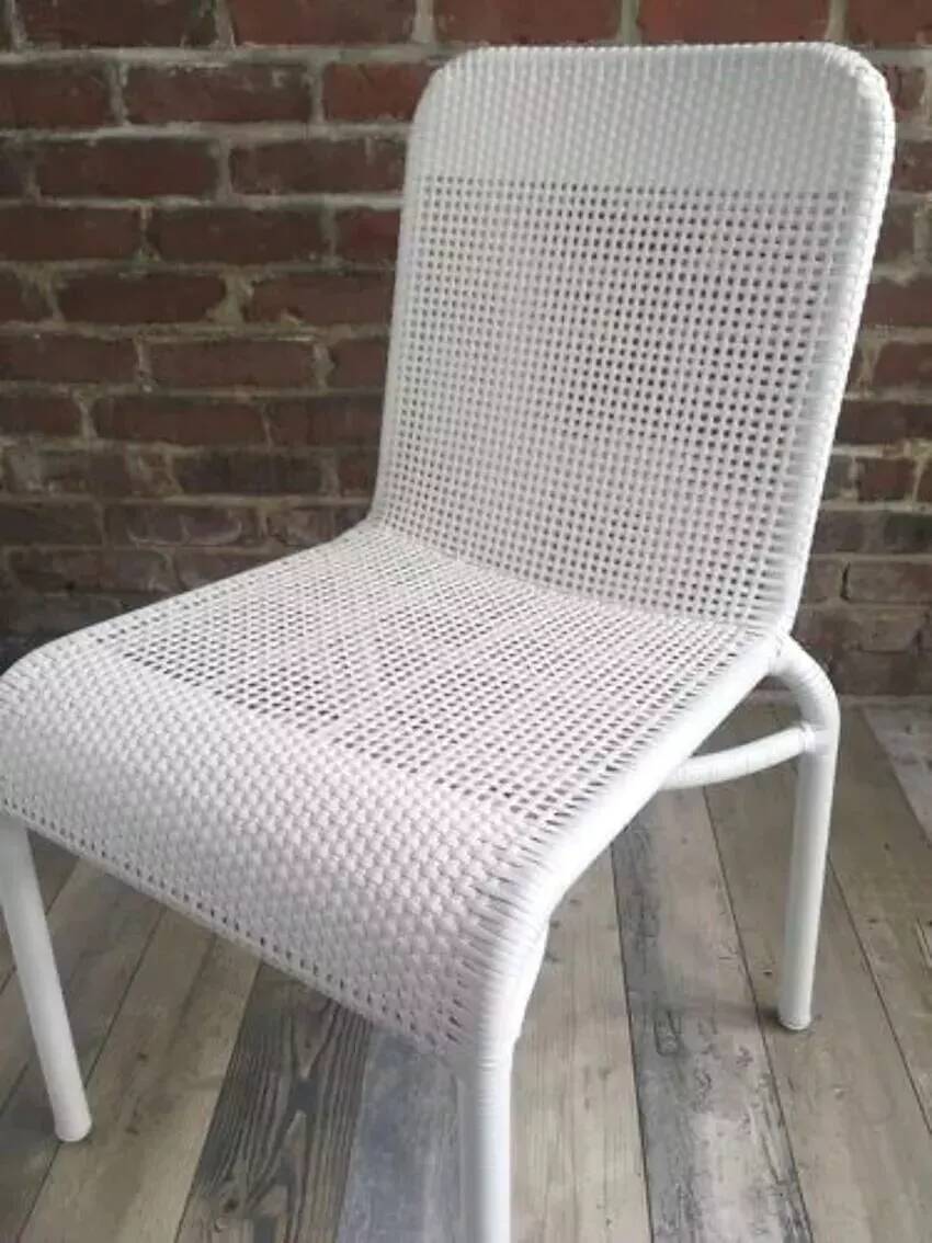 White woven resin garden chair