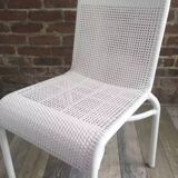 White woven resin garden chair