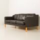 Vintage black leather sofa by Mogens Hansen, Deanmark 1970s